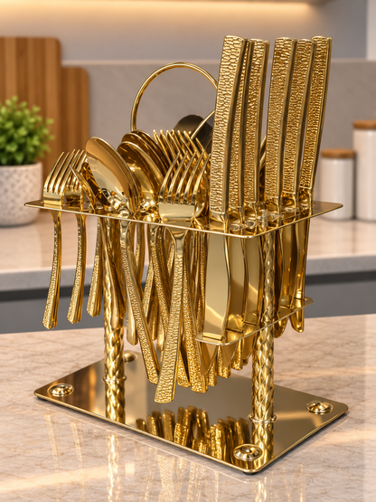 30 Pcs Golden Stainless Steel Cutlery Set