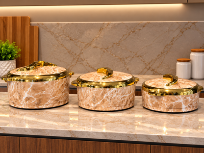 3 Pcs Marble Hot Pot Set