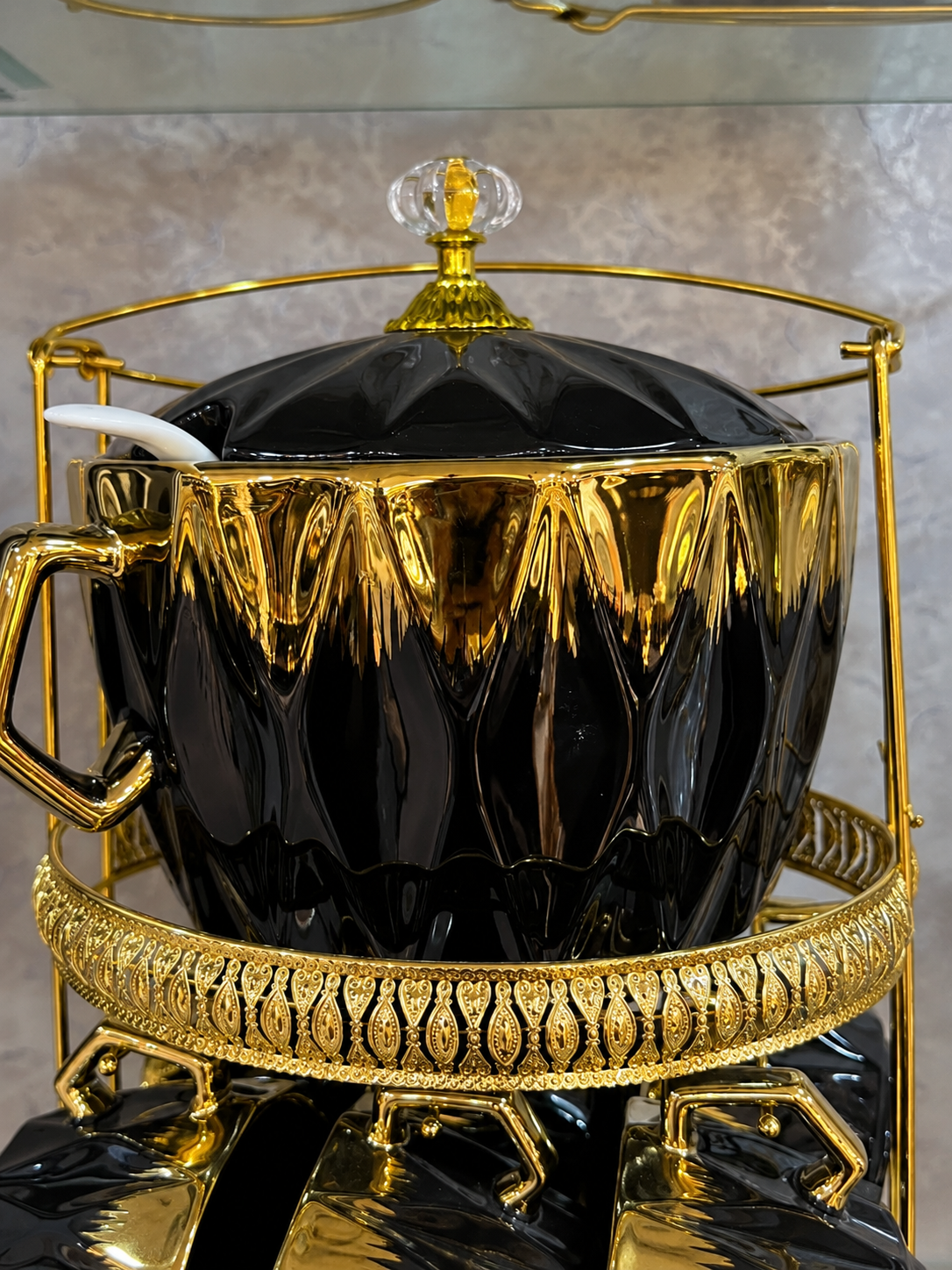 22 Pcs Monochrome Gold Soup Set