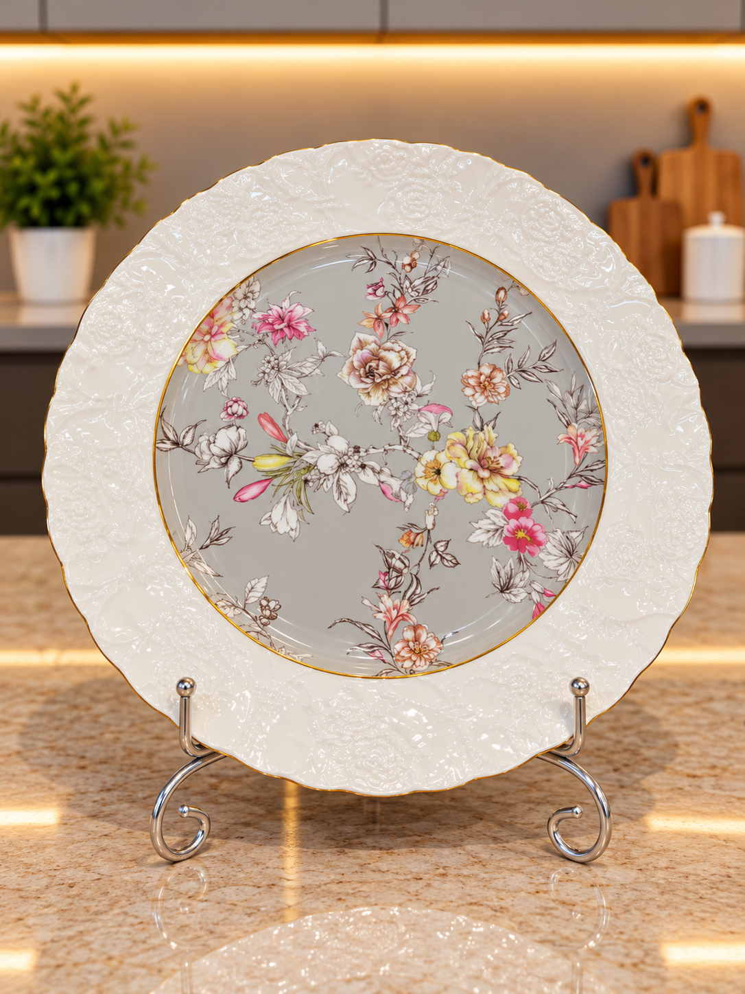 24 Pcs Floral Embossed Tea Set