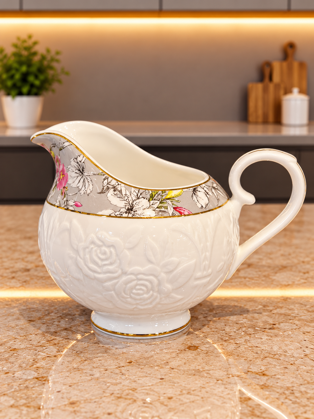 24 Pcs Floral Embossed Tea Set