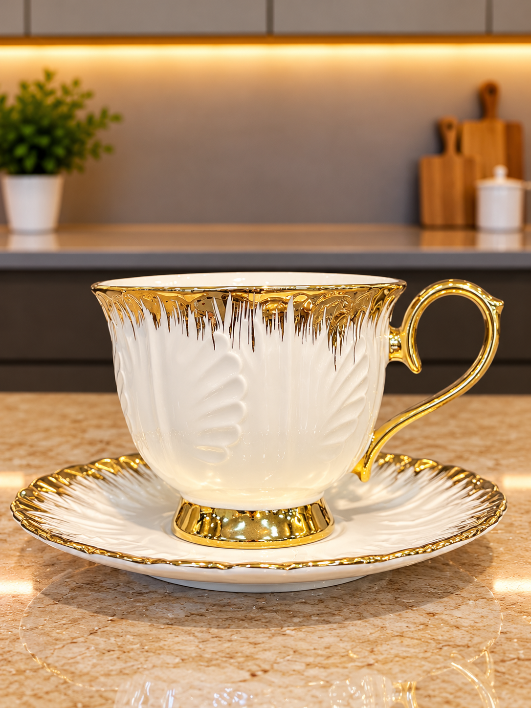 24 Pcs Golden Ivory Tea Set