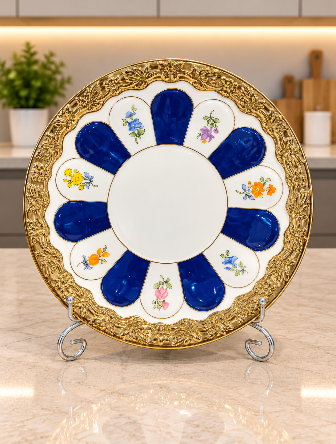 24 Pcs Royal Gold Tea Set Red & Blue