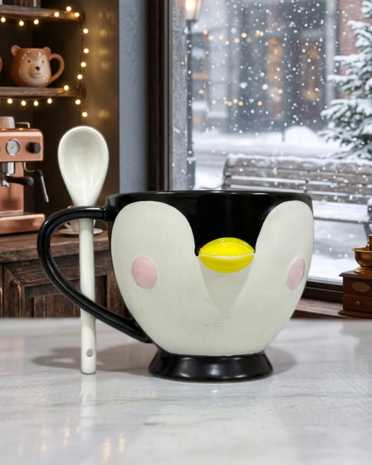 Cute Penguin Gift Mug with Spoon 🐧
