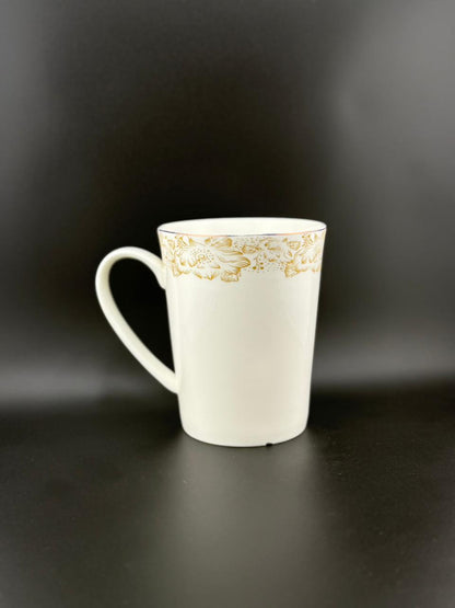 6 Pcs Flared Curved-Handle Super Bone China Mug Set ✨