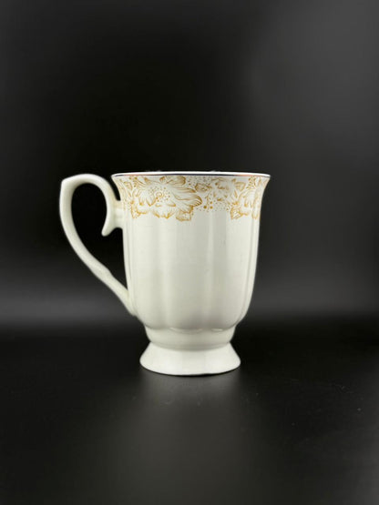 6 Pcs Ribbed French Loop-Handle Super Bone China Mug Set ✨