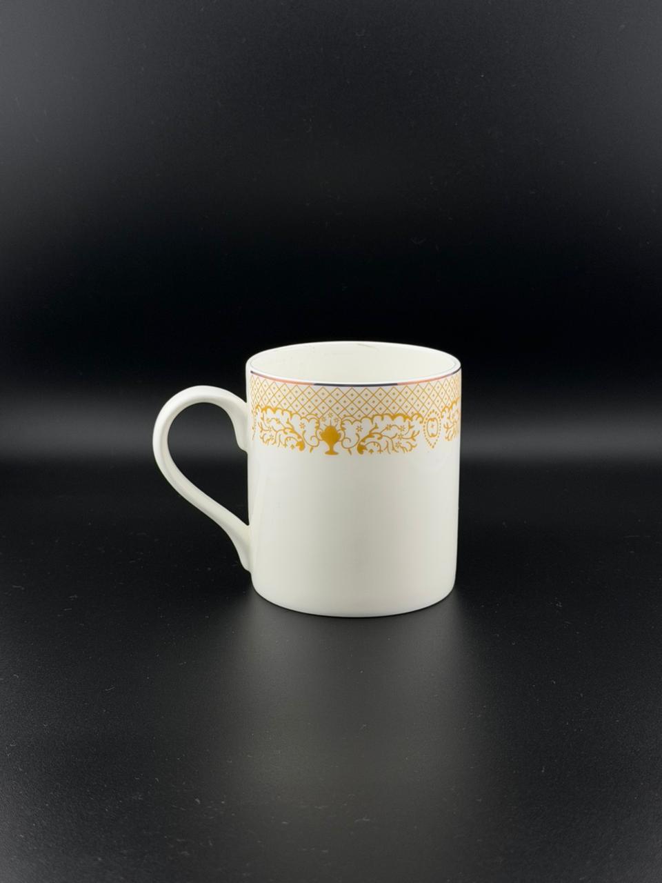 6 Pcs Small Straight Curved-Handle Super Bone China Mug Set ✨