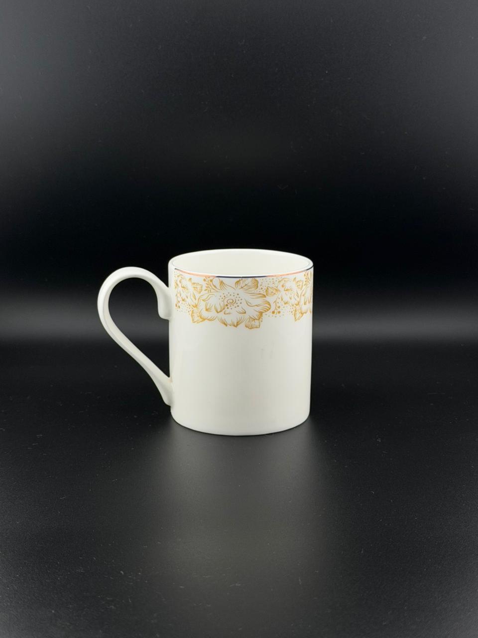 6 Pcs Small Straight Curved-Handle Super Bone China Mug Set ✨