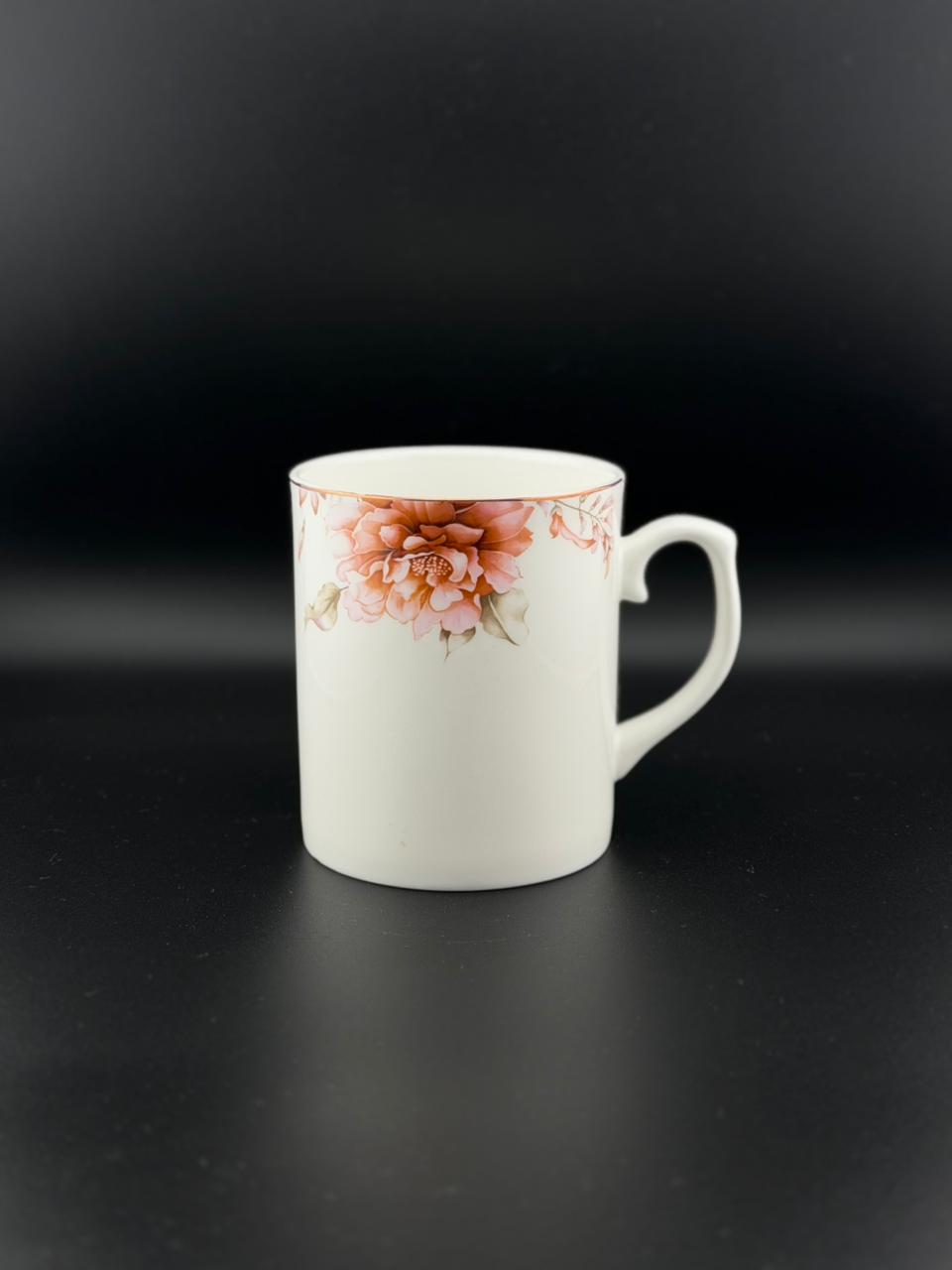 6 Pcs Cylinder Shaped Stylish Handle Super Bone China Mug Set