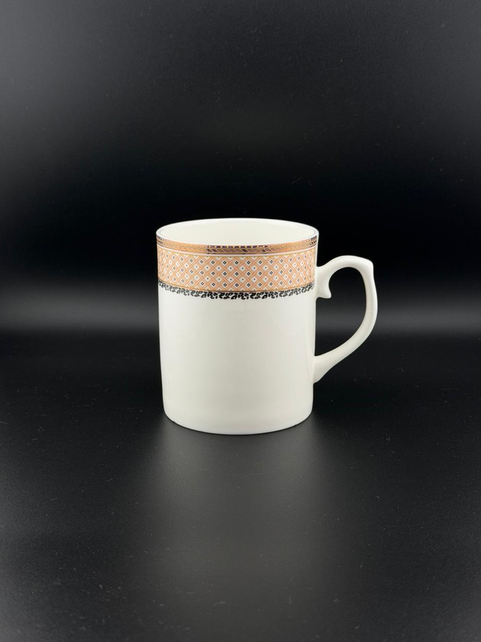 6 Pcs Cylinder Shaped Stylish Handle Super Bone China Mug Set