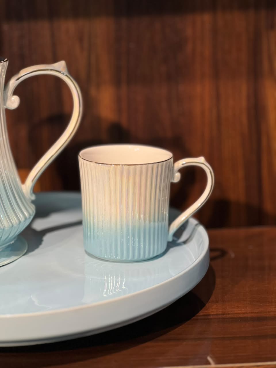 8 Pcs Blue Serenity Rotating Tray Set