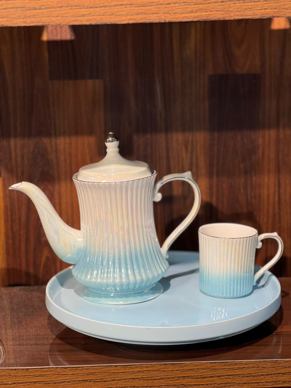 8 Pcs Blue Serenity Rotating Tray Set