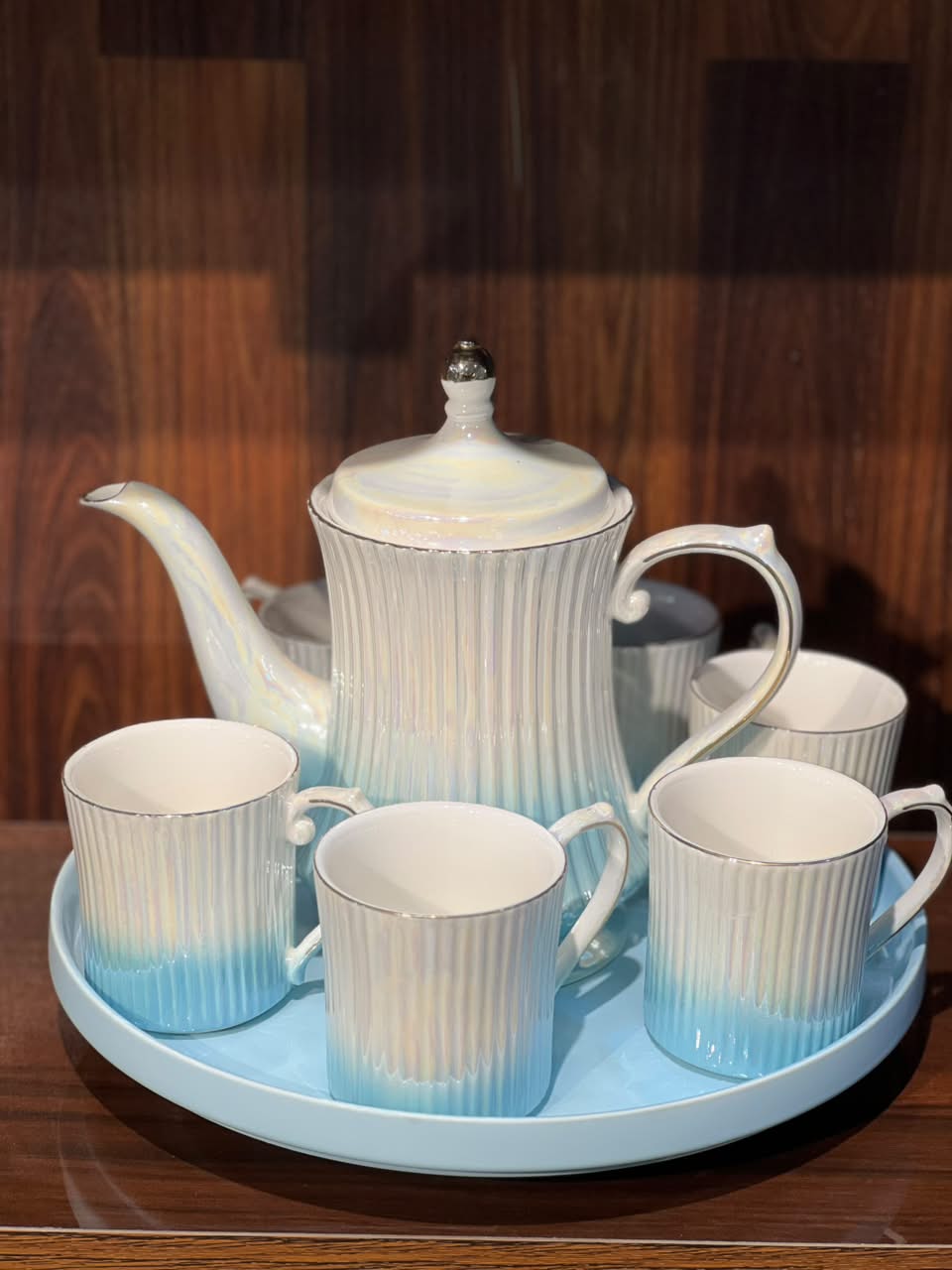 8 Pcs Blue Serenity Rotating Tray Set