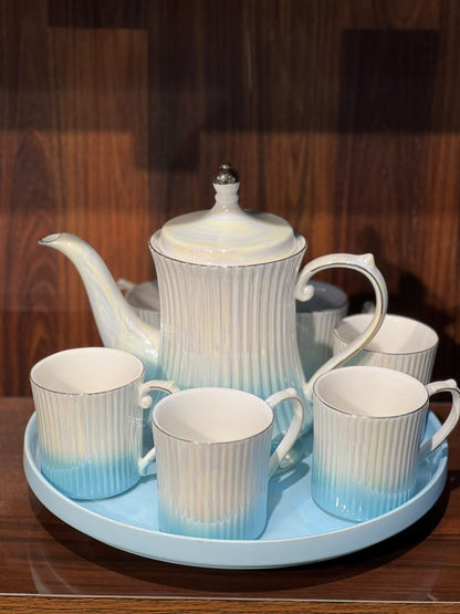 8 Pcs Blue Serenity Rotating Tray Set