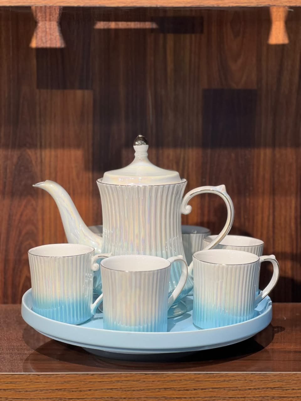 8 Pcs Blue Serenity Rotating Tray Set