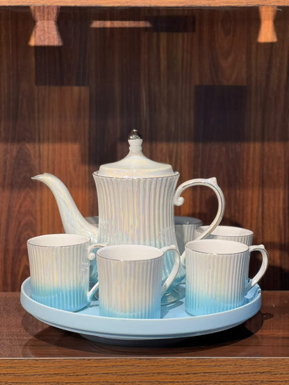 8 Pcs Blue Serenity Rotating Tray Set