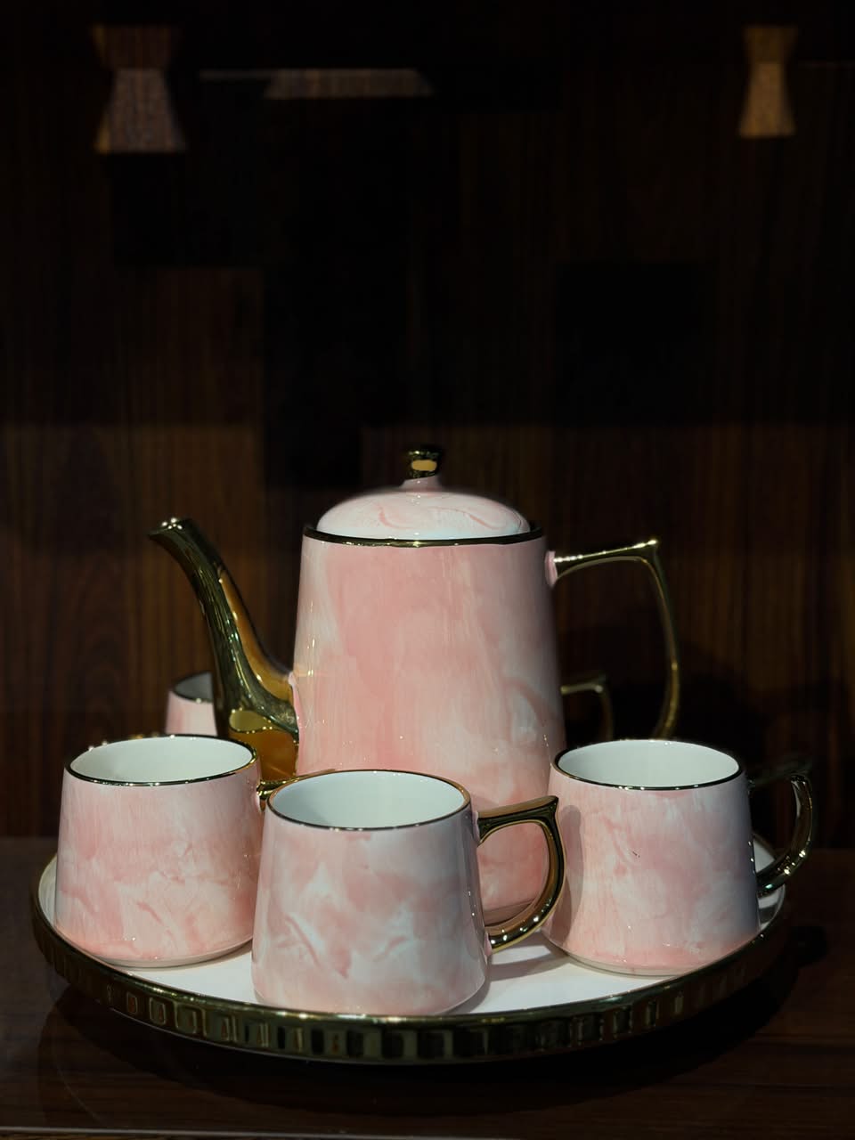 8 Pcs Pink & Sky Blue Bliss Rotating Tray Set