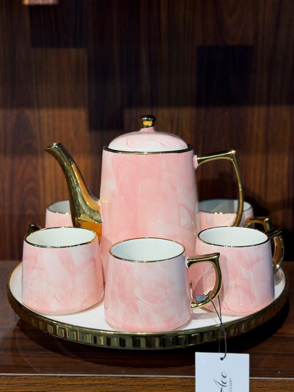 8 Pcs Pink & Sky Blue Bliss Rotating Tray Set