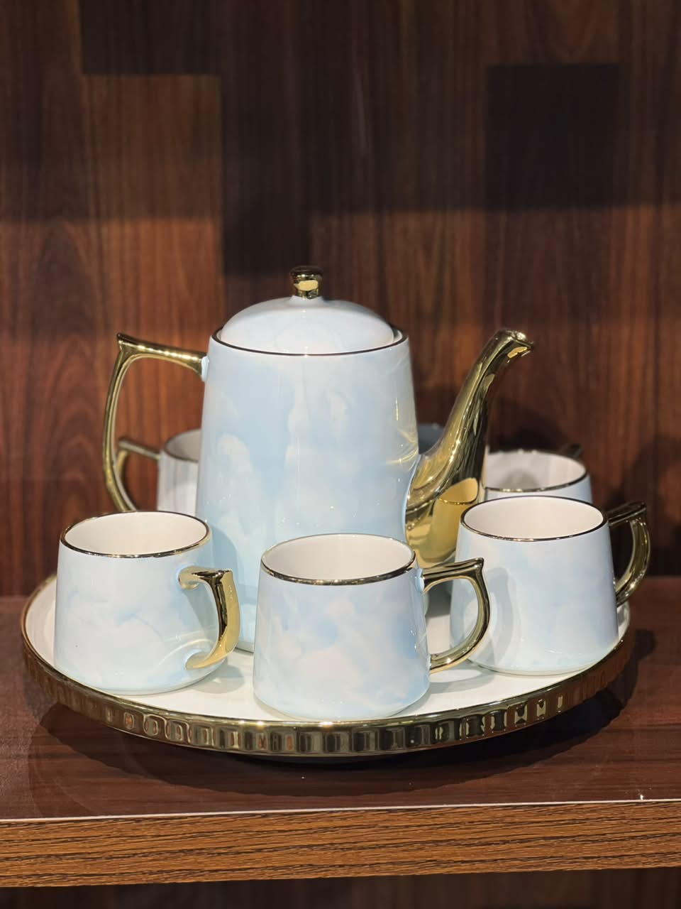 8 Pcs Pink & Sky Blue Bliss Rotating Tray Set