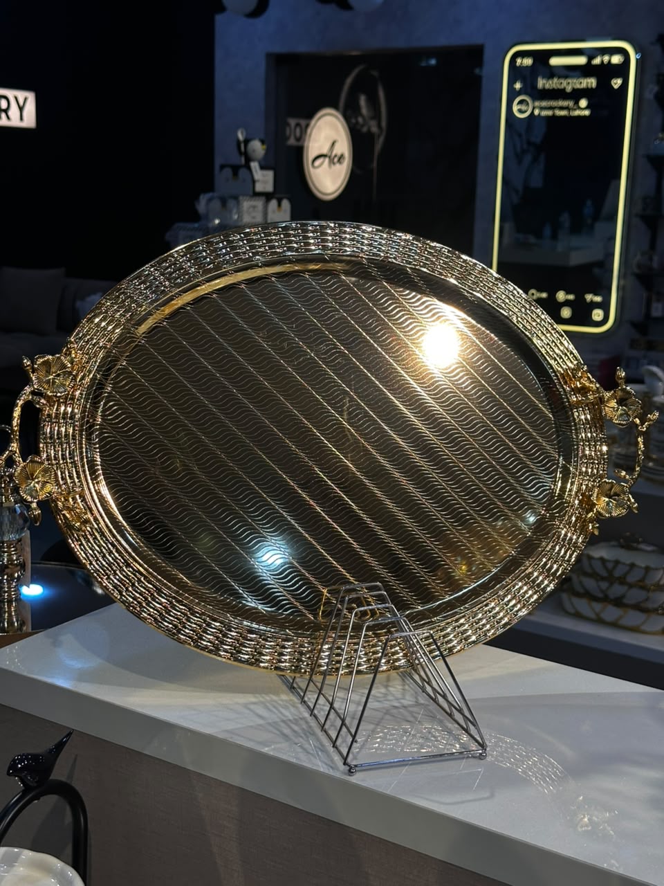 3 PCS Golden German Stainless Steel Tray Set