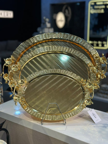 3 PCS Golden German Stainless Steel Tray Set