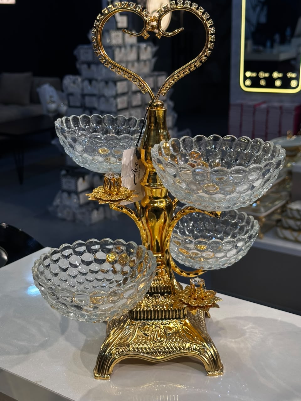 4 Pcs Golden Decorative Stand Set