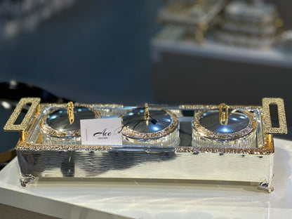 3 Pcs Golden & Silver Dry Fruit Dish Set