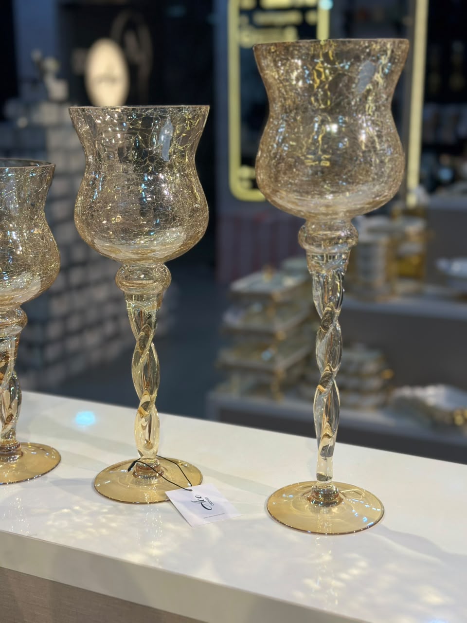 3 Pcs Crack Glass Candle Stand