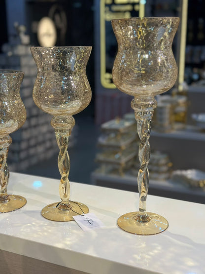 3 Pcs Crack Glass Candle Stand