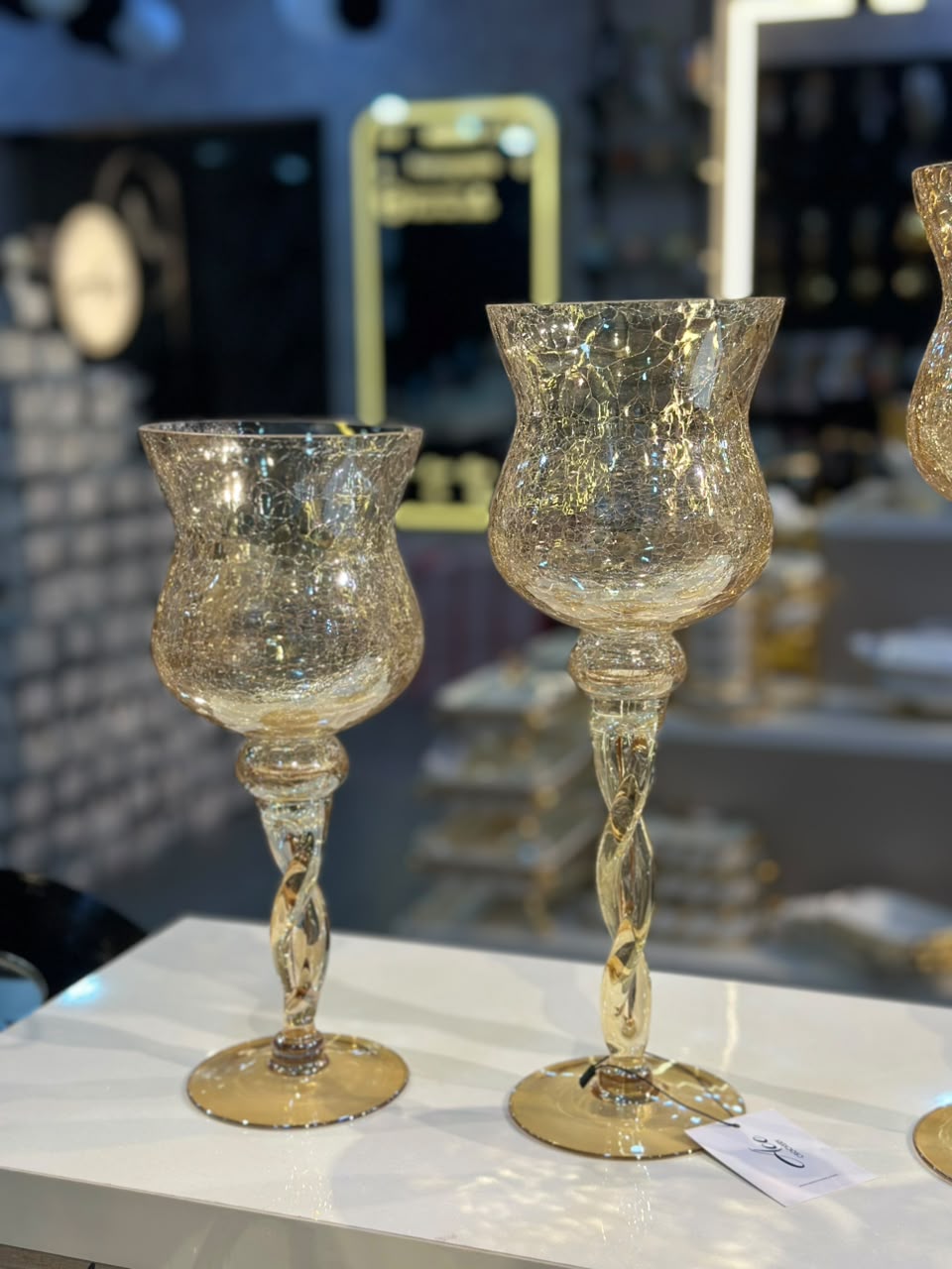 3 Pcs Crack Glass Candle Stand