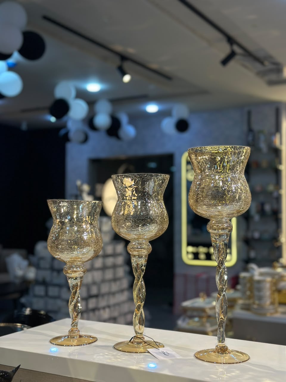 3 Pcs Crack Glass Candle Stand