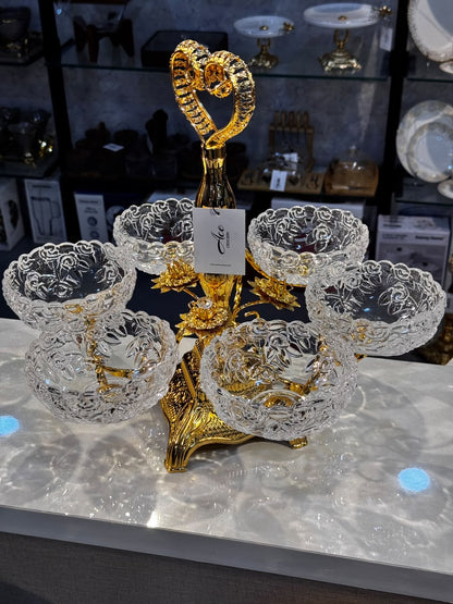 6 Pcs Golden Dry Fruit Dish Set