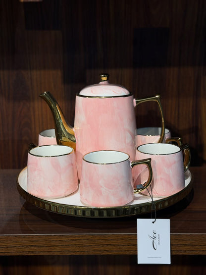 8 Pcs Pink & Sky Blue Bliss Rotating Tray Set