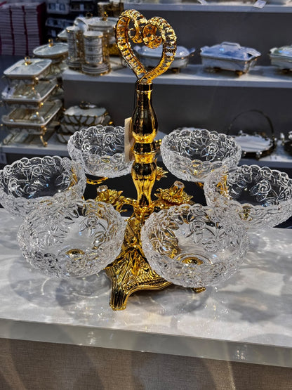 6 Pcs Golden Dry Fruit Dish Set