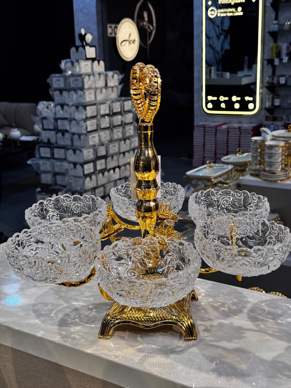 6 Pcs Golden Dry Fruit Dish Set