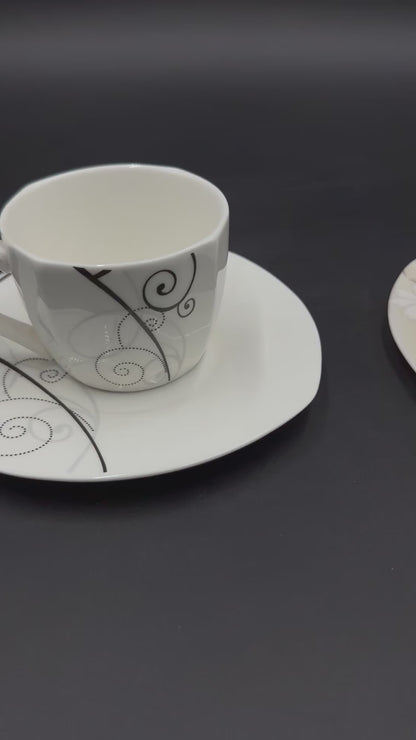 12 Pcs Fine Bone China Cup & Saucer Set ☕️