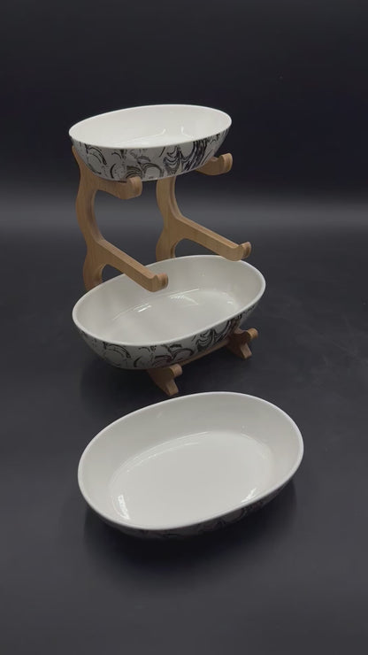 3 Tier Abstract Pattern Ceramic Food Serving Rack✨