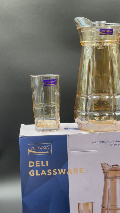 7 Pcs DELISOGA Fine Golden Textured Glass Water Set ✨