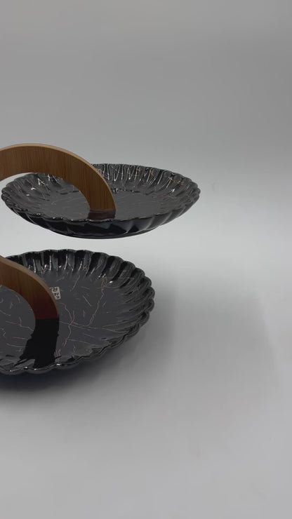 2 Tier Black Marble Design Ceramic Cupcake Serving Platter 🧁✨