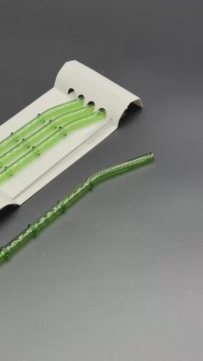 4 Pcs GreenSip Glass Straws with Cleaning Brush ✨