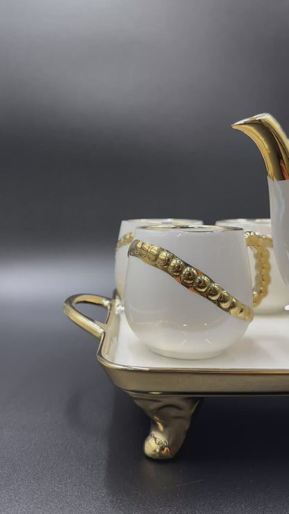 8 Pcs Elegant 24K Golden Spiral Tea Set With Tray ☕️