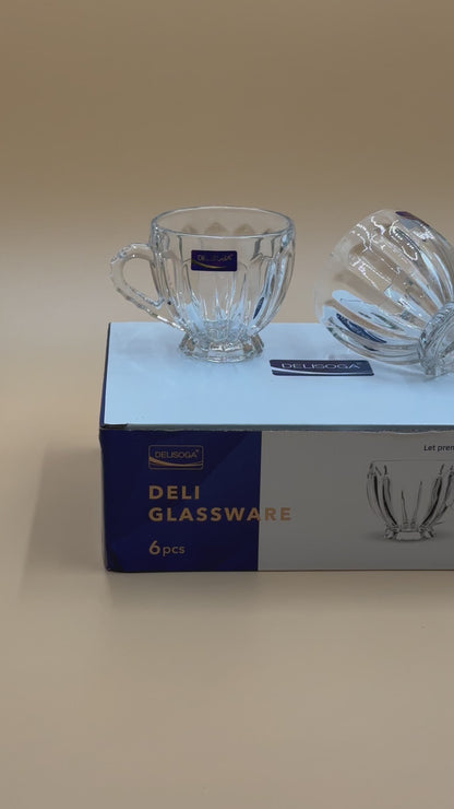 6 Pcs DELISOGA Fine Textured Glass Cups ☕️